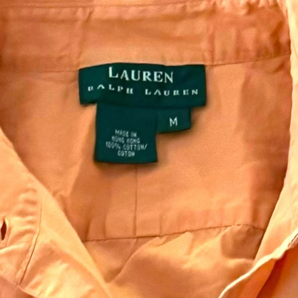 Lauren Ralph Lauren Size M Orange Long Sleeve Button Down Shirt - Picture 4 of 4